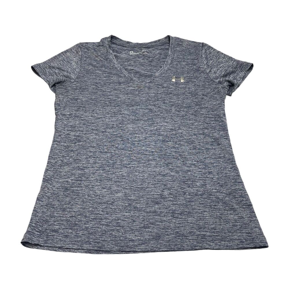 Under Armour Heatgear Yoga T-Shirt Womens Small Heather Gray V-Neck Short Sleeve - Picture 1 of 7